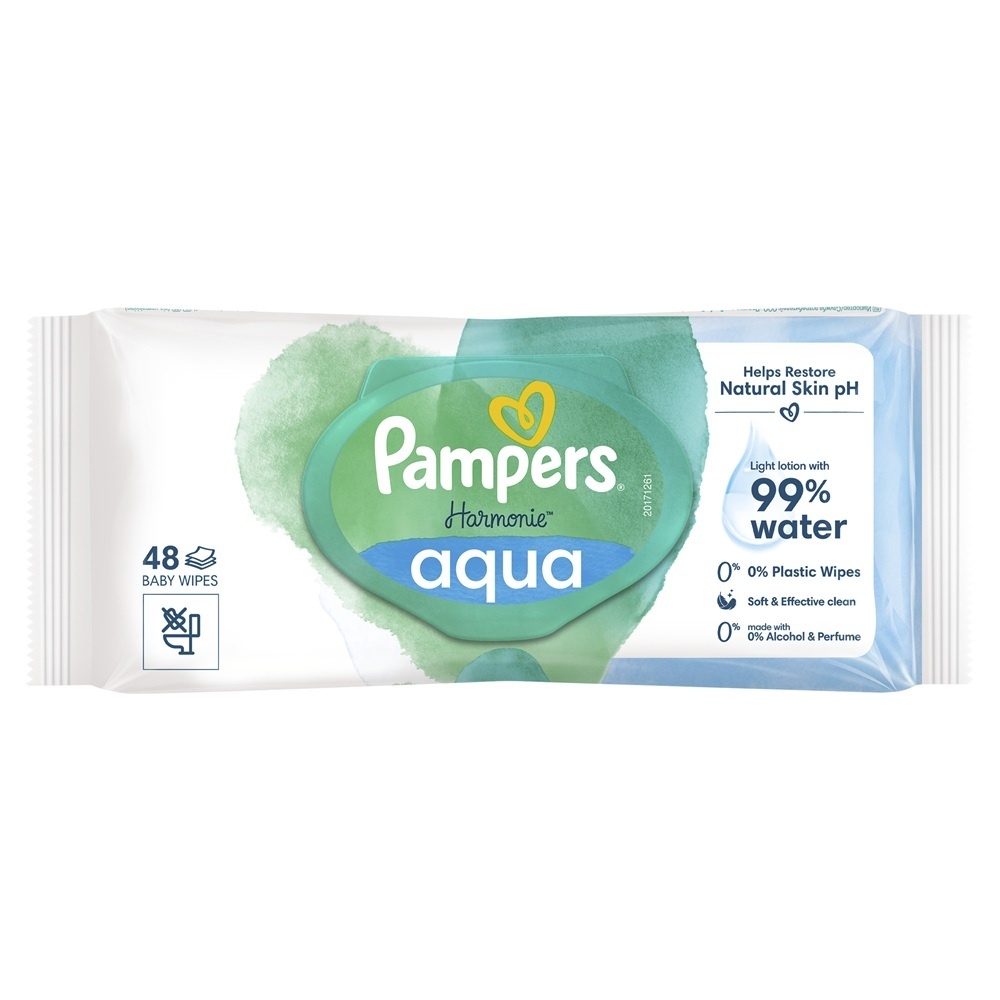 Pampers Aqua Pure Șervețele Umede, 48 bucăți