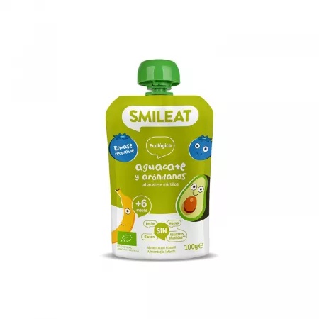 Piure Bio din avocado si afine +6 luni, 100 g – Smileat