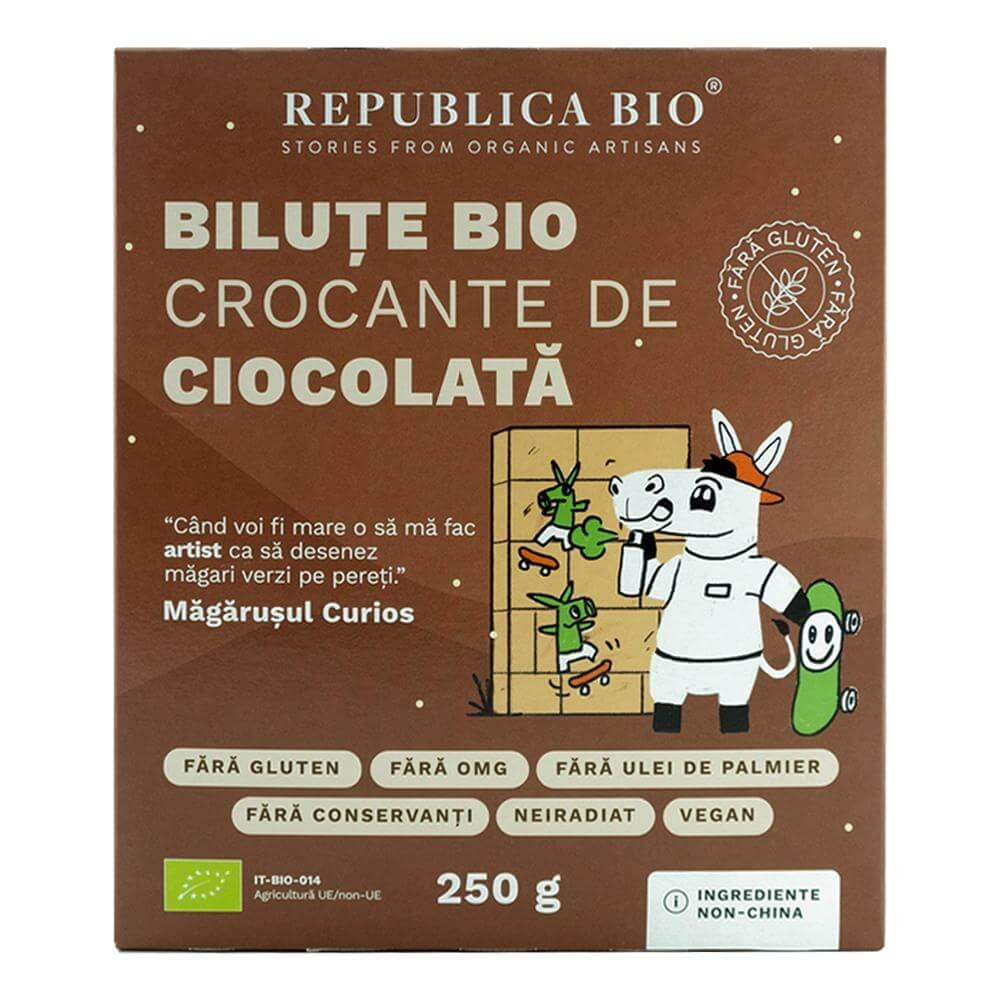 Republica Bio bilute crocante bio cu ciocolata, fara gluten, 250 g