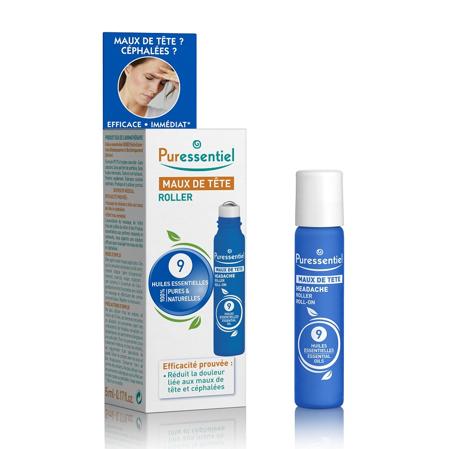 Roll-on pentru Dureri de Cap cu Uleiuri ESENȚIALE Puressentiel - 5ml