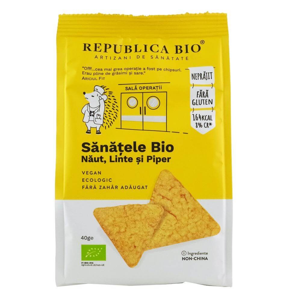Sanatele bio cu naut, linte si piper, eco, fara gluten, 40 g, republica bio