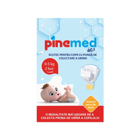 Scutec pentru copii cu punga pentru colectarea urinei, 0-5 kg, 2 bucăți, Pinemed