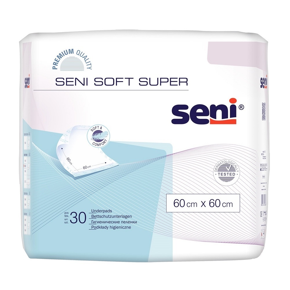 Seni Soft Super Aleze de Protecție 60 x 60 cm, 30 bucăți