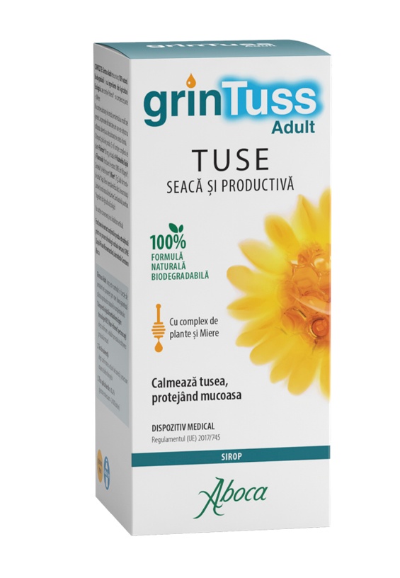 Sirop de tuse din plante pentru adulți GrinTuss, 180 ml, Aboca