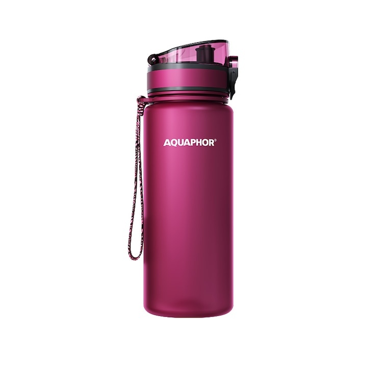 Sticla filtranta Aquaphor City 650 ml, Visiniu, cu filtru inclus 150 L