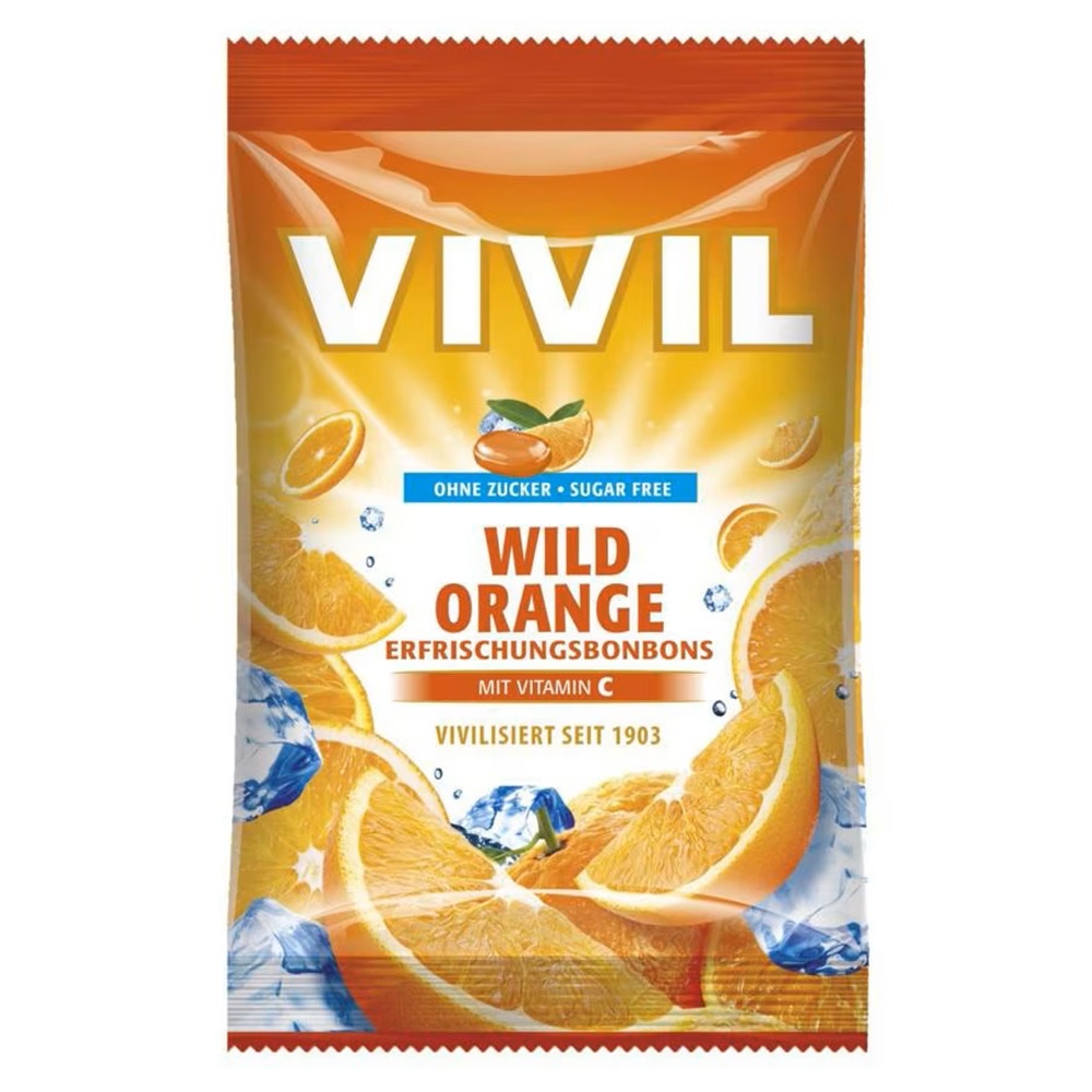 Vivil Dropsuri Wild Orange cu Vitamina C, fără zahăr, 60 g