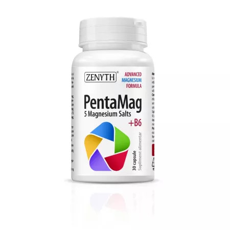 Zenyth PentaMag cu 5 saruri de magneziu si vitamina B6, 30 capsule