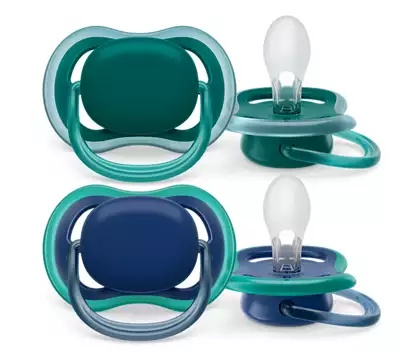 Avent suzeta ultra air 6-18m verde/bleu, 2 bucati scf085/31