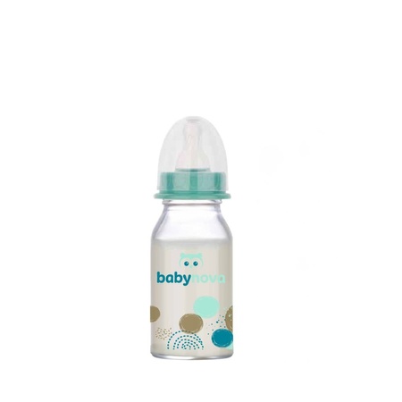 Biberon din sticlă decorat, 0-24 luni, 120 ml, BabyNova