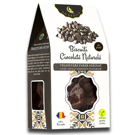 Biscuiti cu ciocolată naturală, 130 g, Hiper Ambrozia