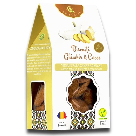 Biscuiți cu ghimbir și cocos, 130 g, Hiper Ambrozia