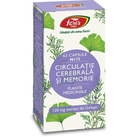 Circulație cerebrală și memorie 1, N132, 63 capsule, Fares