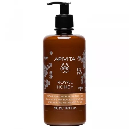 Gel de Dus Apivita Royal Honey - 500 ml, Fără Sulfati, Pentru Piele Sensibila