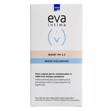Gel vulvo-vaginal pentru uscaciune eva intima moist ph 5.5, 9 aplicatoare vaginale