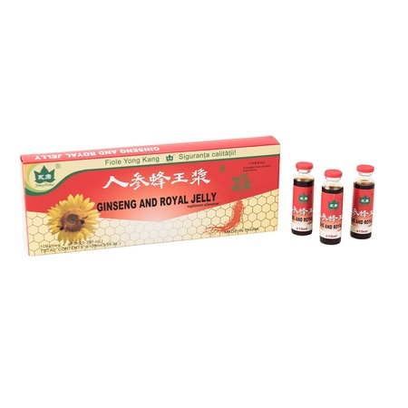 Ginseng cu Royal Jelly, 10 fiole x 10 ml, YongKang Internațional China