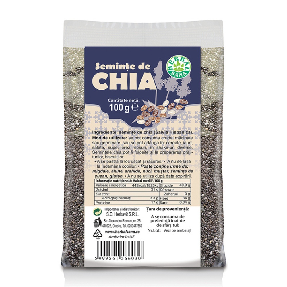 Herbal Sana Semințe de Chia, 100 g