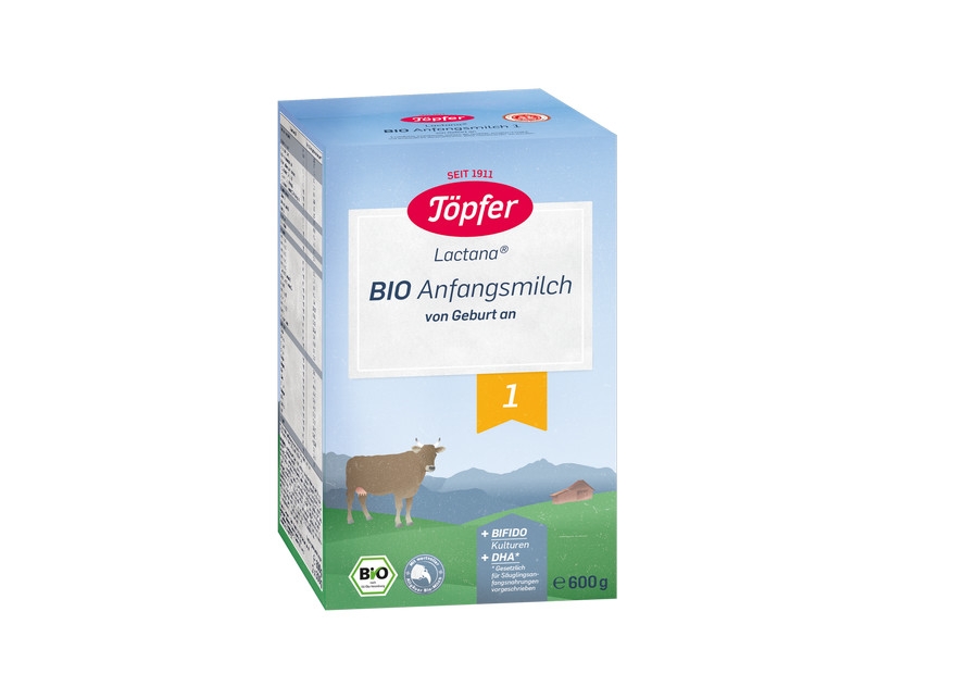 Lapte praf bio 1 lactana, + 0 luni,600 g, topfer