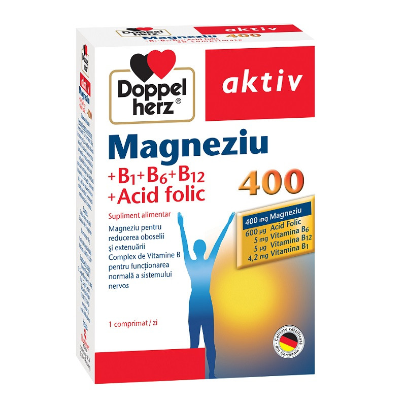 Magnesium 400+acid folic+vitamina b1+b6+b12, doppelherz
