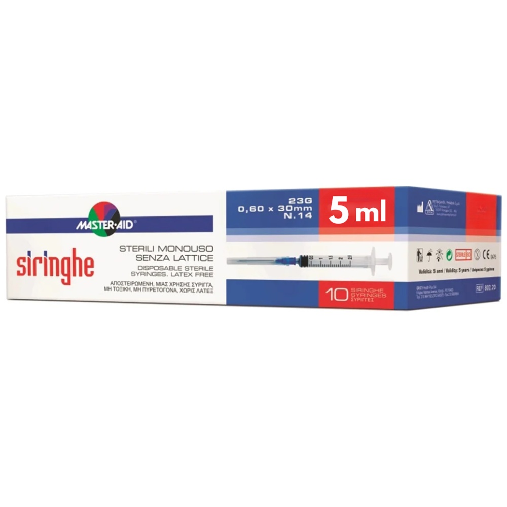 Master-Aid Seringi Sterile de Unică Folosință cu Ac, 5 ml, 10 bucăți