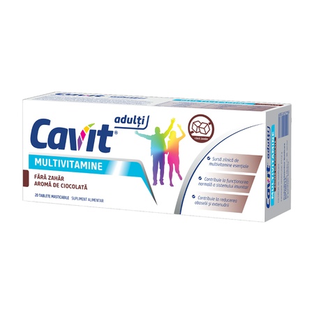 Multivitamine pentru adulți cu aromă de ciocolată Cavit, 20 tablete masticabile, Biofarm