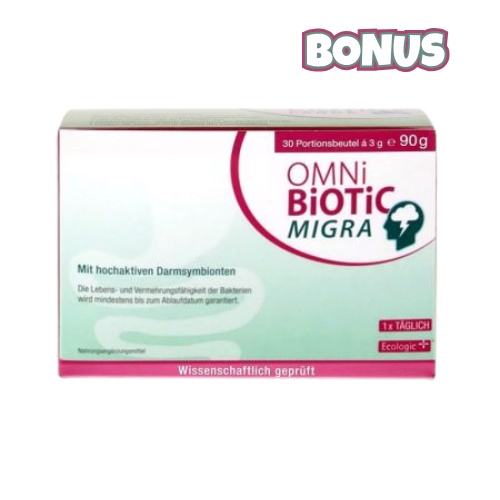 Omni Biotic Migra, probiotice pentru mentinerea florei intestinale si migrene asociate, 30 plicuri