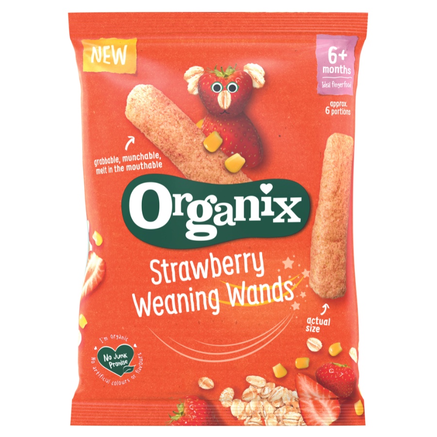Organix Baghete Bio din Porumb și Ovăz cu Căpșuni, de la 6 luni, 25 g