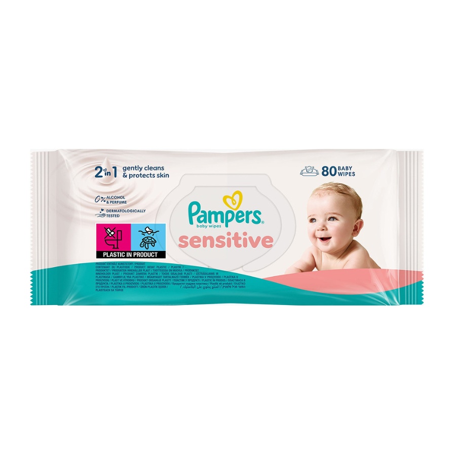 Pampers Sensitive Șervețele Umede, 80 bucăți