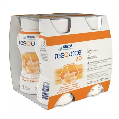 Resource 2.0 Ananas si Mango, Fara Gluten, 4x200ml, Nestle
