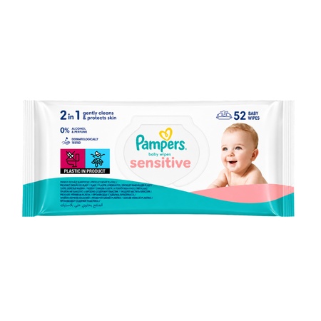 Șervețele umede Sensitive, 52 buc, Pampers