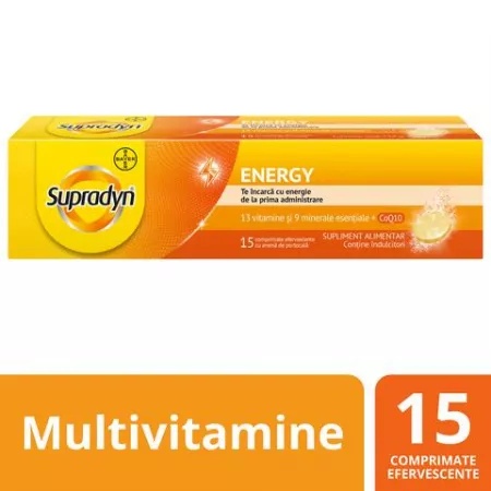 Bayer Supradyn Energy multivitamine si minerale cu coenzima Q10, 15 comprimate efervescente