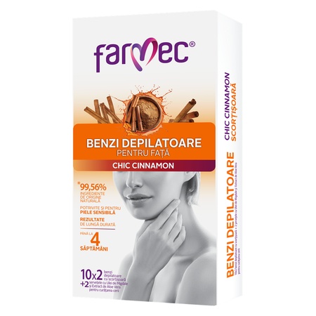 Benzi depilatoare pentru față Chic Cinnamon, 20 bucăți, Farmec