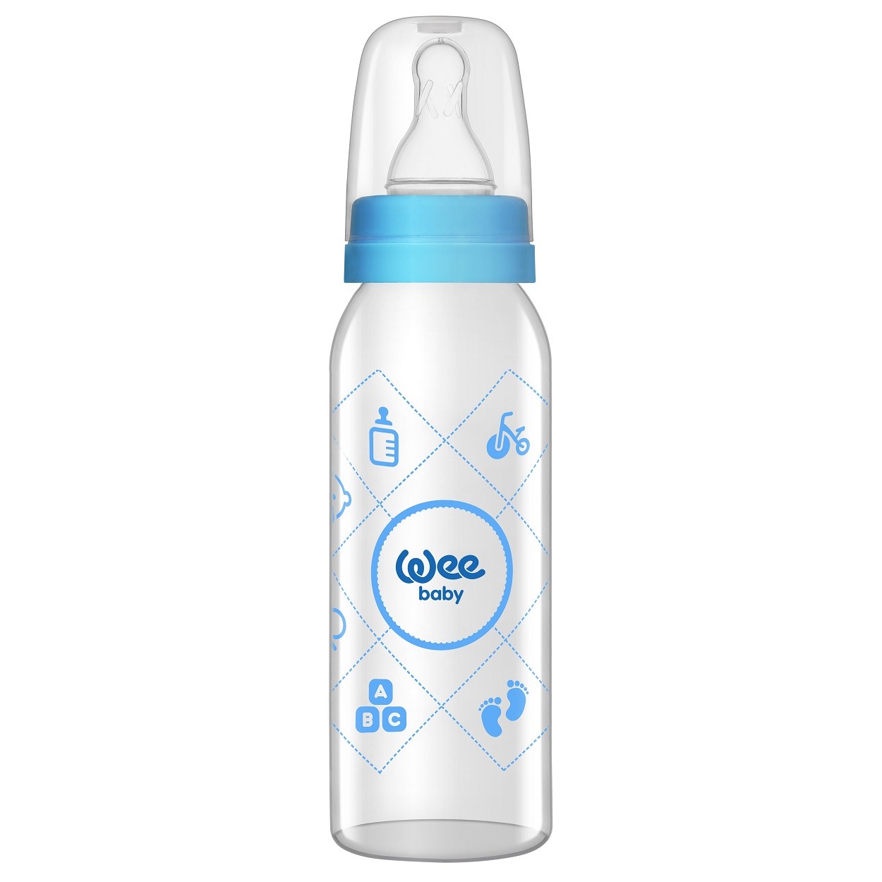 Biberon sticla 250ml cu tetina silicon rotunda - cod 876, Wee Baby