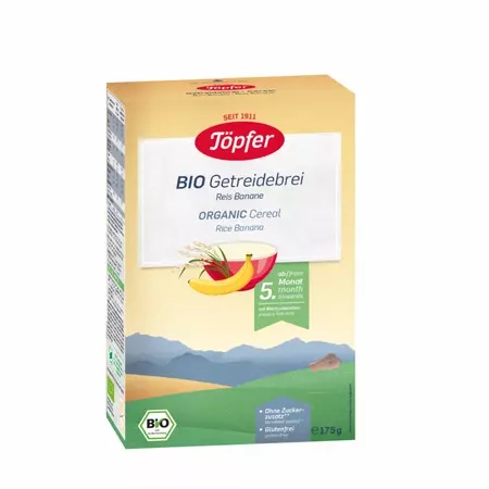 Cereale Bio cu Orez și Banane, +5 luni, 175 g, Topfer