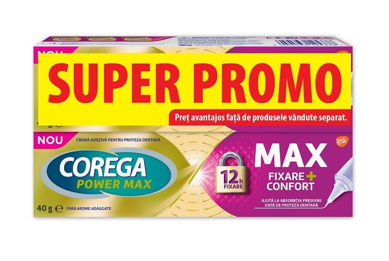Corega max fixare+ confort duo pack, 2x 40g