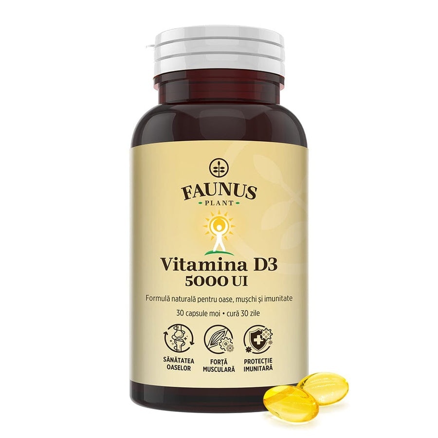 Faunus Vitamina D3 5000 UI in ulei de masline, 30 capsule moi