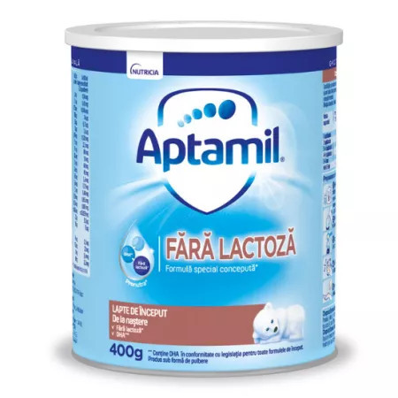 Lapte praf fara lactoza, +0 luni, 400 g, aptamil