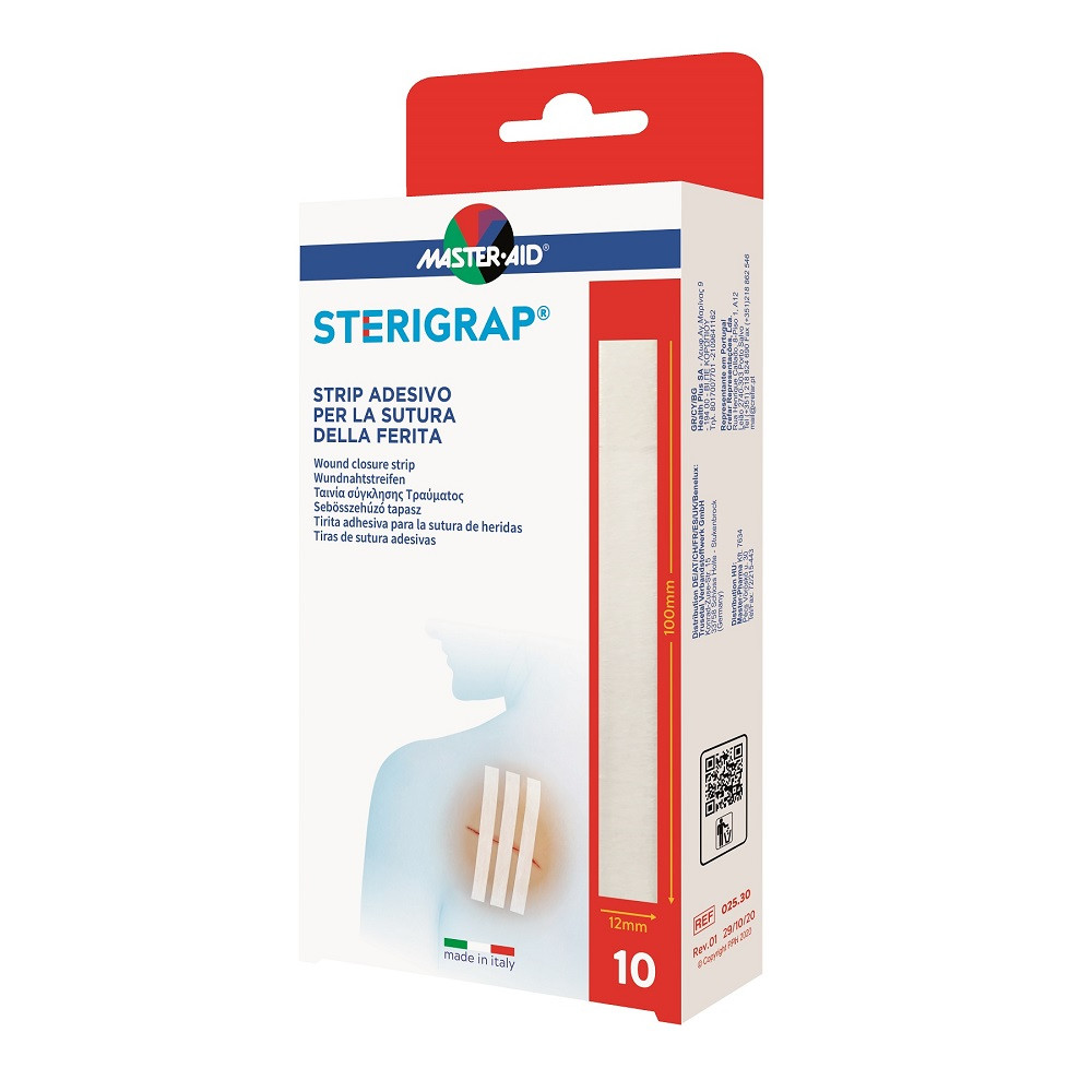 Master-aid sterigrap plasturi suturare x100x12mm x 6buc