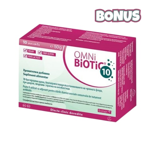 Omni Biotic 10, probiotice pentru refacerea florei intestinale, 10 plicuri