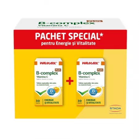 Pachet b complex plus vitamina c, aromă de fructe, 30 capsule + 30 capsule, walmark