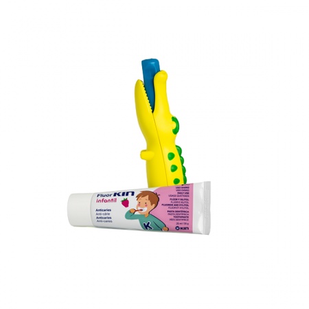 Pachet de călătorie pentru copii cu pastă și periuță de dinți Crocodil, 25 ml, Kin