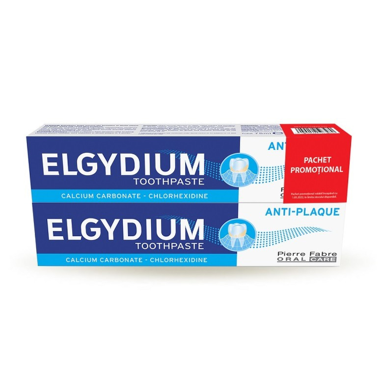 Pasta de dinti antiplaca pachet promotional 2 x 75ml, elgydium