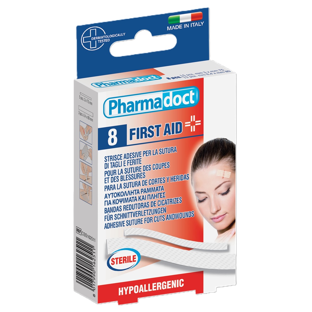 Pharmadoct Plasturi pentru Sutura Rănilor, 2 dimensiuni, 8 bucăți