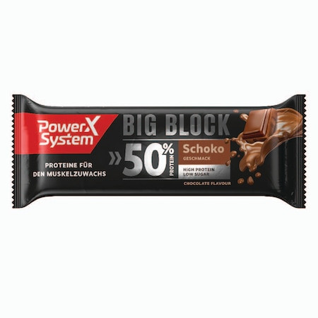 POWER SYSTEM Baton proteic 50% Big Block aroma ciocolata, 100g