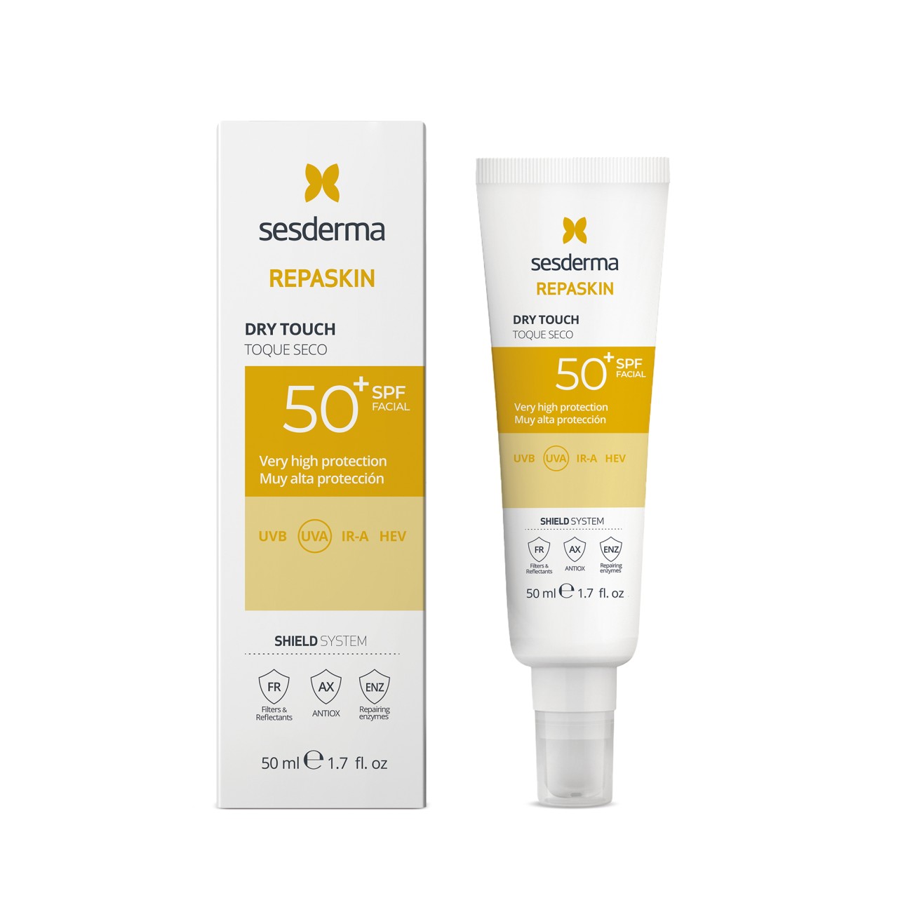 Sesderma Repaskin Dry Touch SPF 50+, protectie solara fata si corp, 50 ml