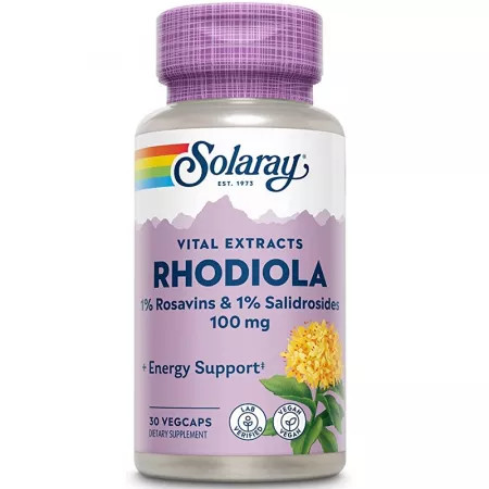 Super Rhodiola 500mg Solaray - Antistres și Vitalitate, 30 capsule