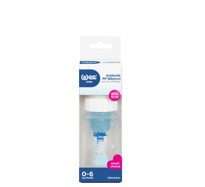WEE BABY Biberon 150ml din PP cu desen si tetina anti-colici nr.1 -294