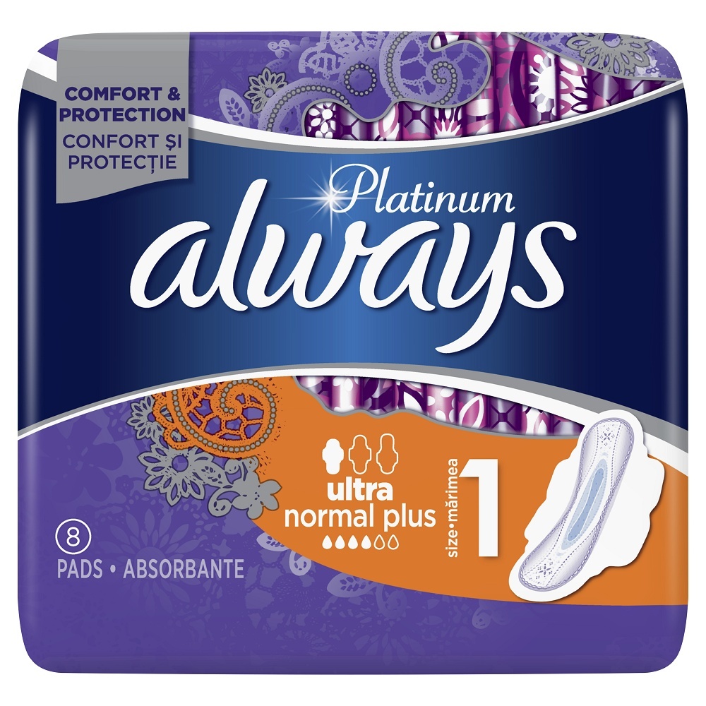 Always Platinum Ultra Normal Plus Absorbante, 8 bucăți