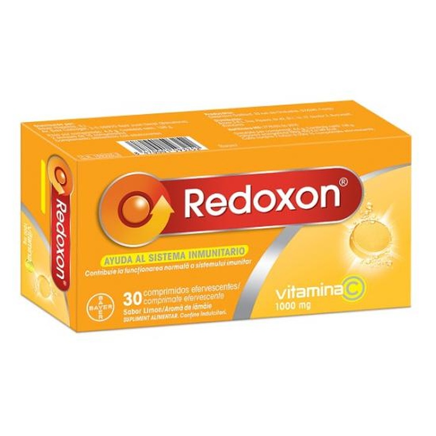 Bayer Redoxon vitamina C 1000 mg cu aroma de lamaie, 30 comprimate efervescente