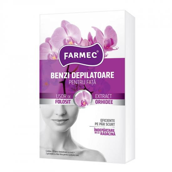 Benzi depilatoare pentru fata, extract orhidee, 20 buc, farmec