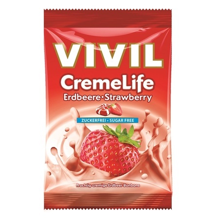 Bomboane cu aromă de căpșuni Creme Life, 60 g, Vivil